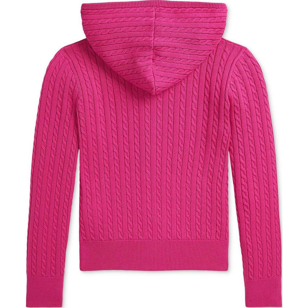 Polo Ralph Lauren Solid Cable Knit Zip-Up Hoodie Kids Sweaters Magenta 313916533-005