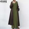 YYFS Damenmode Frühling Herbst Einfarbig Druck Langarm V-Ausschnitt Lockere Taille Freizeitkleider