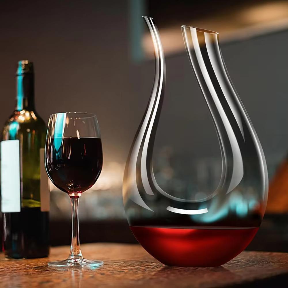 Crystal Glass Carafe Wine Aerator 1.2L Wine Dispenser Luxury U-shaped Wine Decanter  Dinner