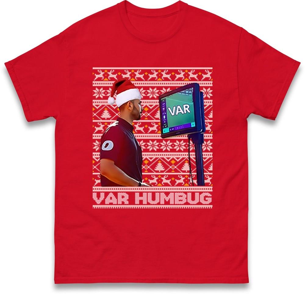 Funny Ugly Var Humbug Christmas TShirt Football Bah Humbug Spoof Gift Tee Top S