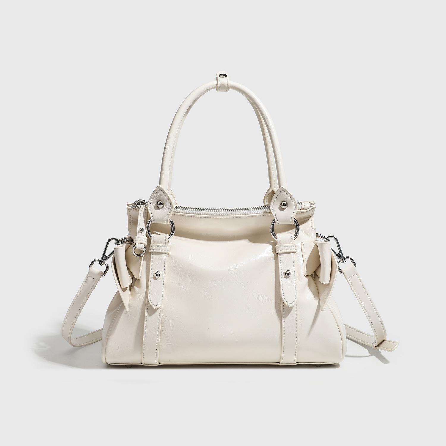 

Fashion Versatile Bow Handbag Vintage Spice Girl Locomotive Wind Small And Lightweight One Shoulder Crossbody Commuter Bag 28*11*21