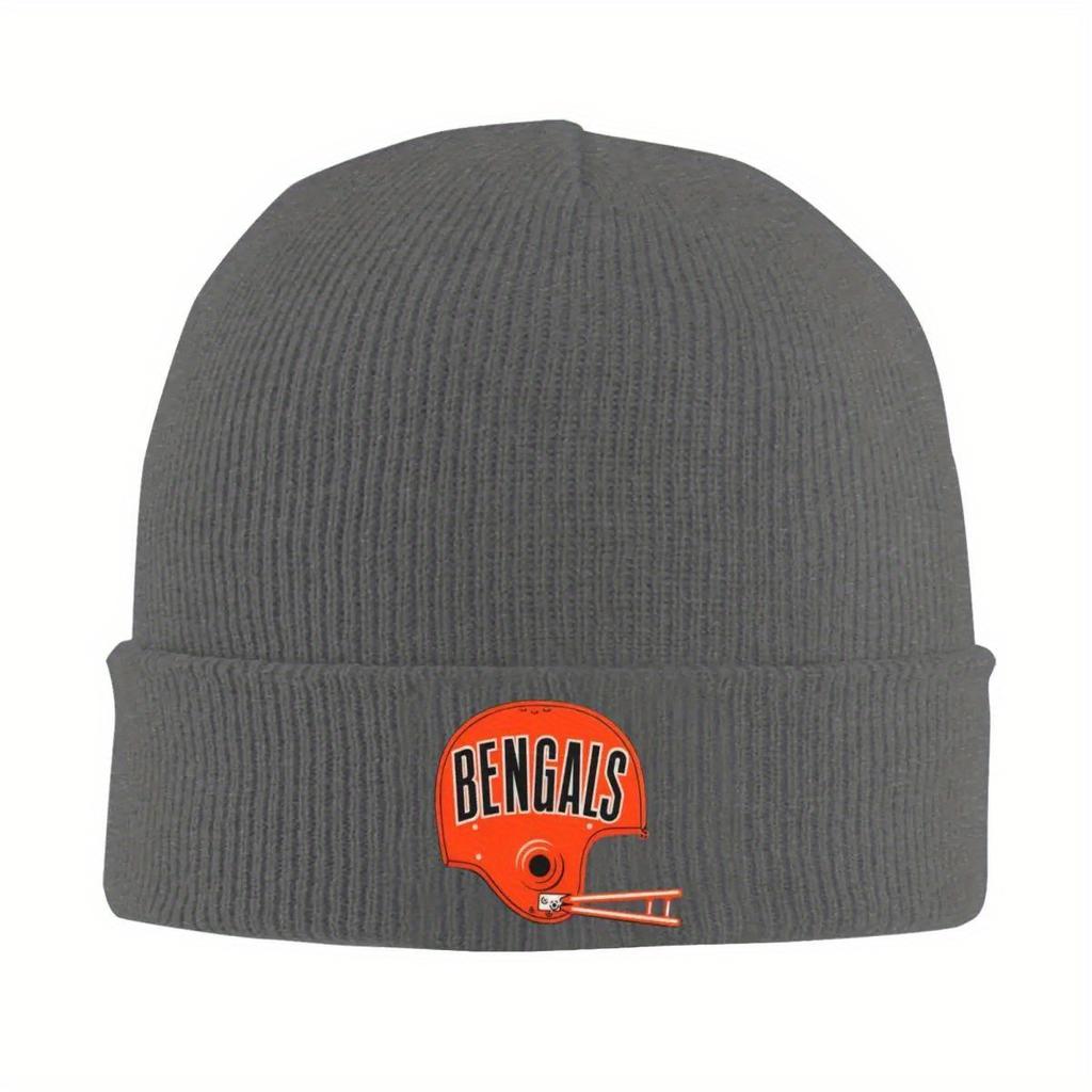 Stripe Bengals-of-Cincinnati Helmet Warm Knitted Cap Fashion Bonnet Hat Autumn Winter Outdoor Beanies Hats for Men Women Adult