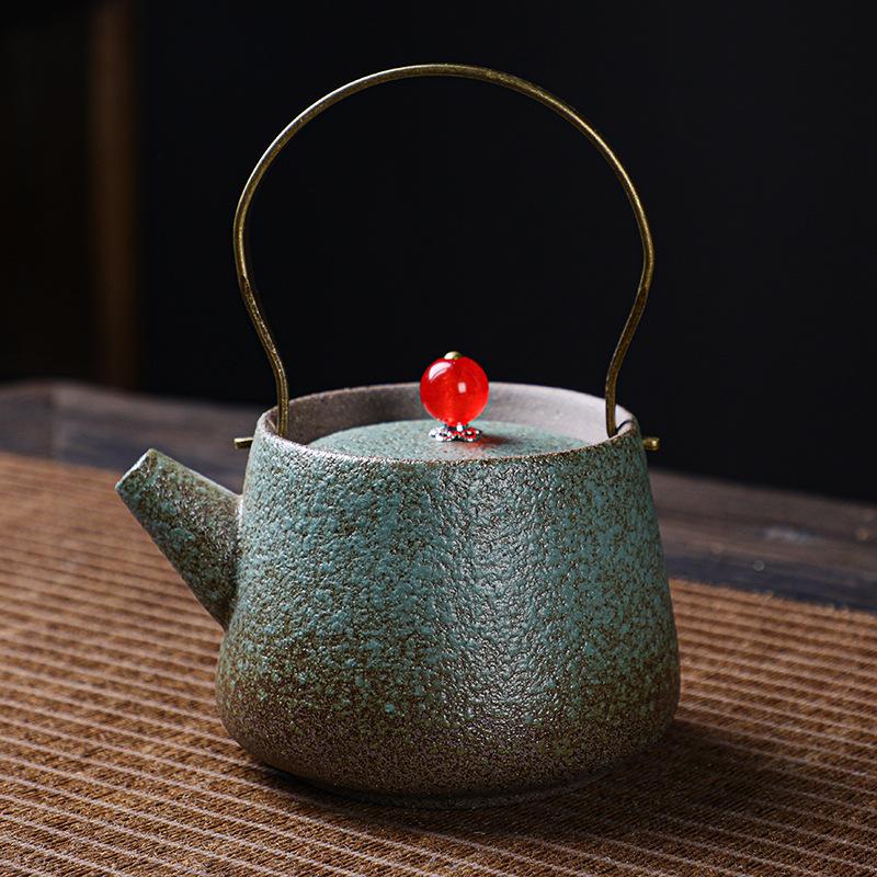 Ιαπωνικού στυλ χοντρό κεραμικό τσαγιέρα για να φτιάξετε τσάι Οικιακό ρετρό κεραμικό σετ τσαγιού Kung Fu Μονή κανάτα Μικρή πορφυρή άμμος Xishi με ανυψούμενη λαβή στο πλάι