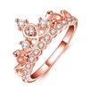 Elegant Rose Gold Plated Korean Crown Ring With Sparkling Gemstones For Women Fashion Jewelry