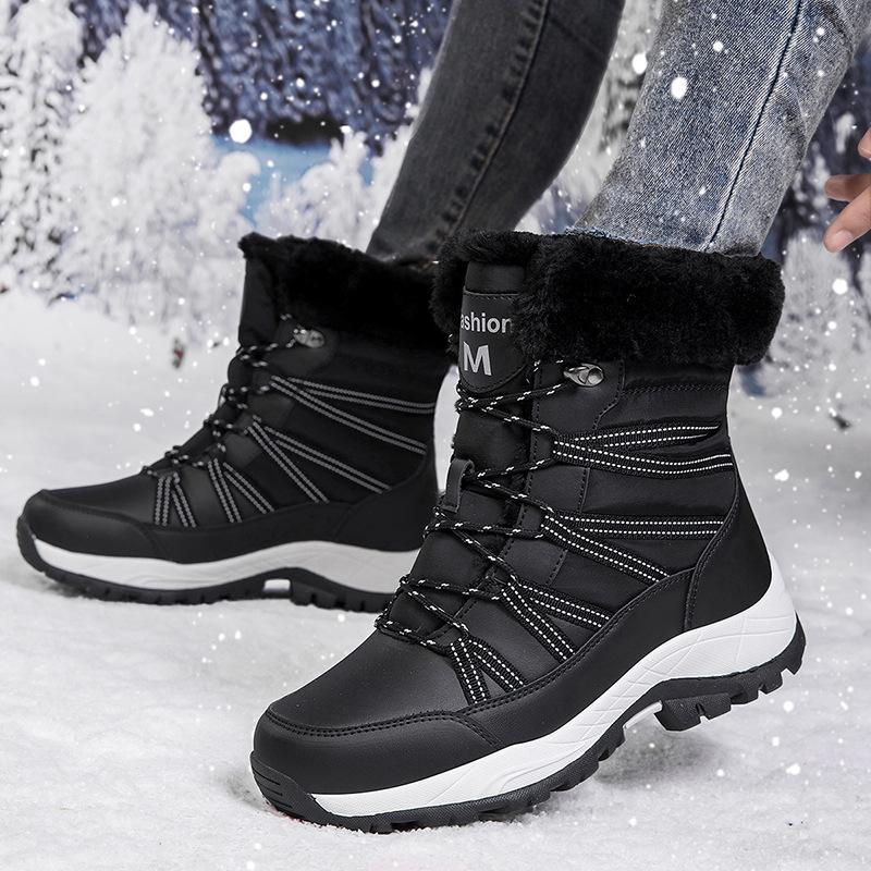 Large Size New Snow Boots for Women, Winter with Added Fleece, Thick Anti Slip Cotton Shoes, Outdoor Midsole Boots