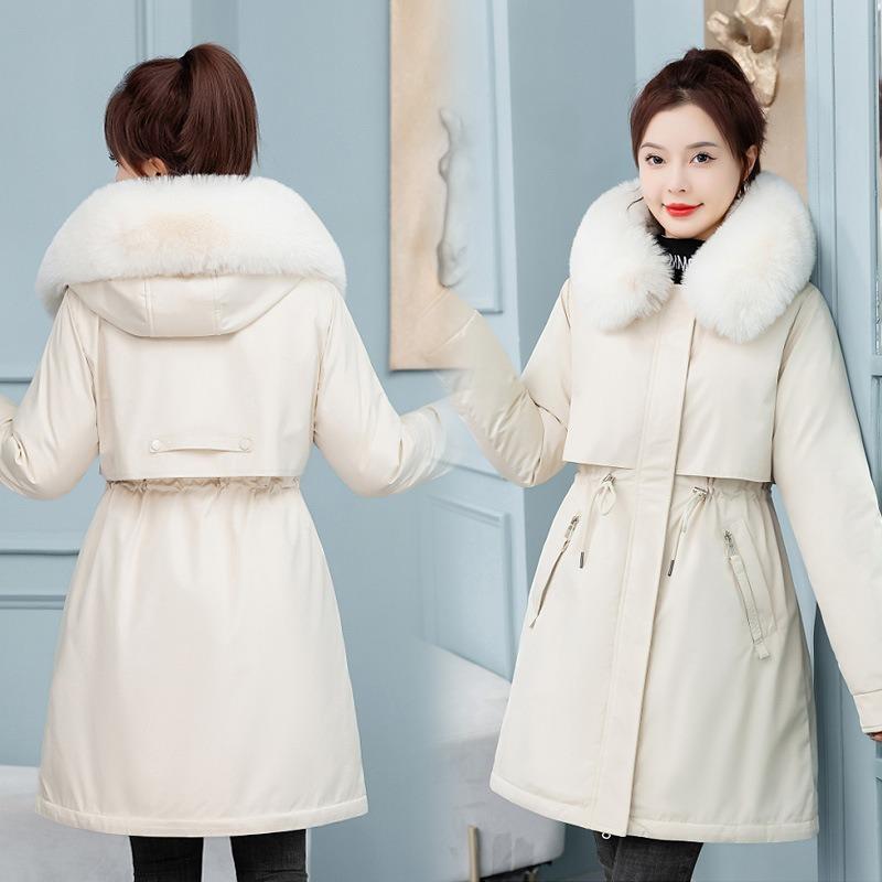 Winter New Thickened Down Cotton and Cotton Liner Pie To Overcome Cotton-padded Coat Women's Medium and Long Cotton Clothes