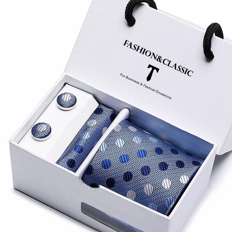 Men's Tie Gift Set: Striped & Polka Dot Tie, Pocket Square, Cufflinks