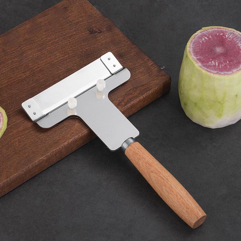Radish Cutter Slicer Adjustable Cheese Shaver Slicer Stainless Steel Cabbage Kitchen Slicer Radish Carver Shredder With Wood