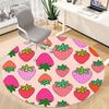 1pc Strawberry Pattern Chair Carpet for Office, Round Non-Slip Durable Large Size Office Carpet, Suitable for Office, Beautiful Decoration