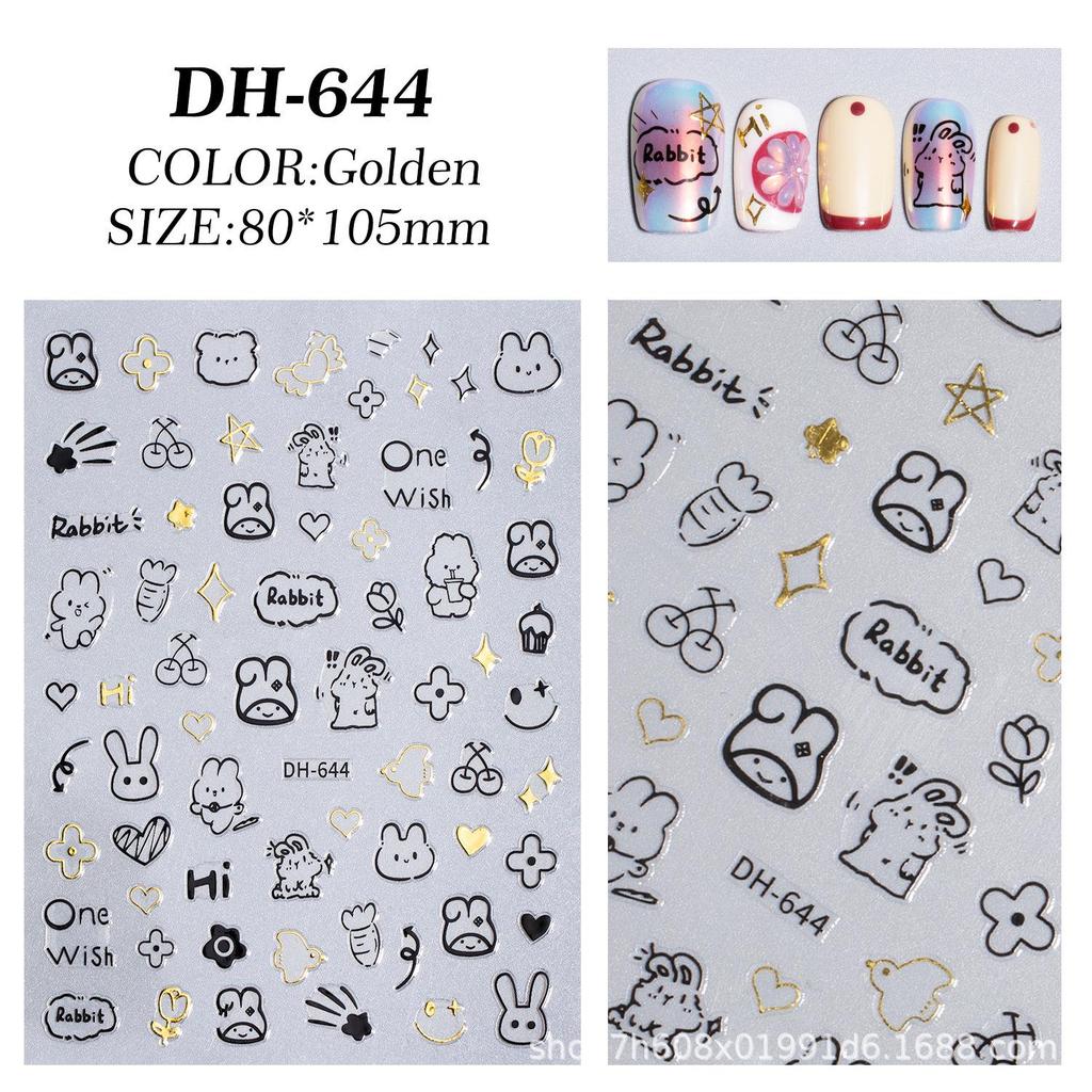 Graffiti Cartoon Kitten Nail Art Stickers - Hand-Painted Puppy & Cat Design
