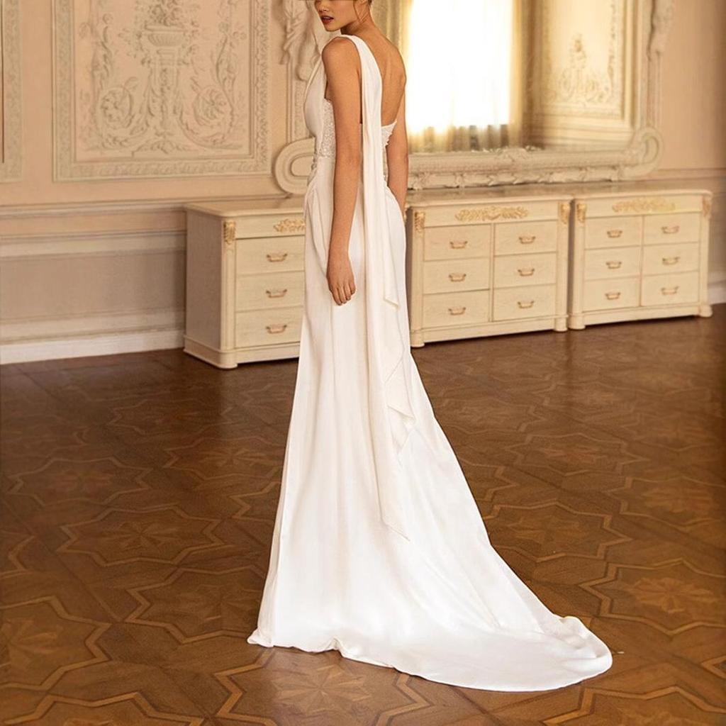 Frühlings-/Sommer Trägerloses Kleid mit Schlitz lang - Europäische & Amerikanische Mode