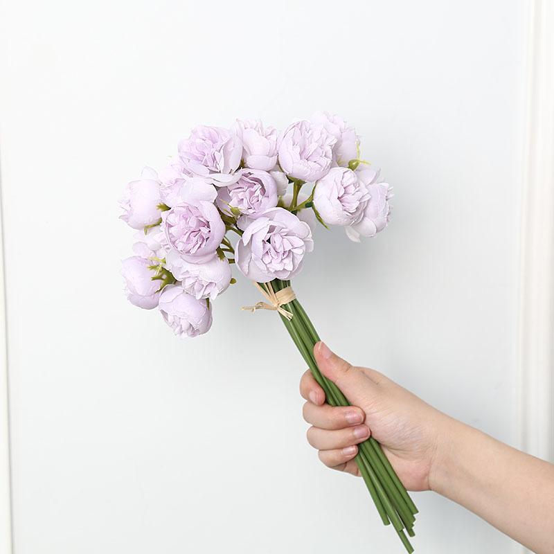 27 Head Artificial Flowers Plastic Tea Rose Bouquet Decoration Wedding Decor Bouquet Garden Party Home Decor Ornaments