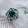Exquisite    Emerald Gemstone Opening Ring Luxury Flower Design Female Temperament Anniversary Jewelry Gift
