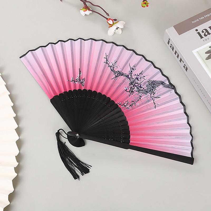 Vintage Silk Folding Hand Fan Chinese Bamboo Fans Craft Gifts Women Dance Performance Props Home Decoration Ornaments