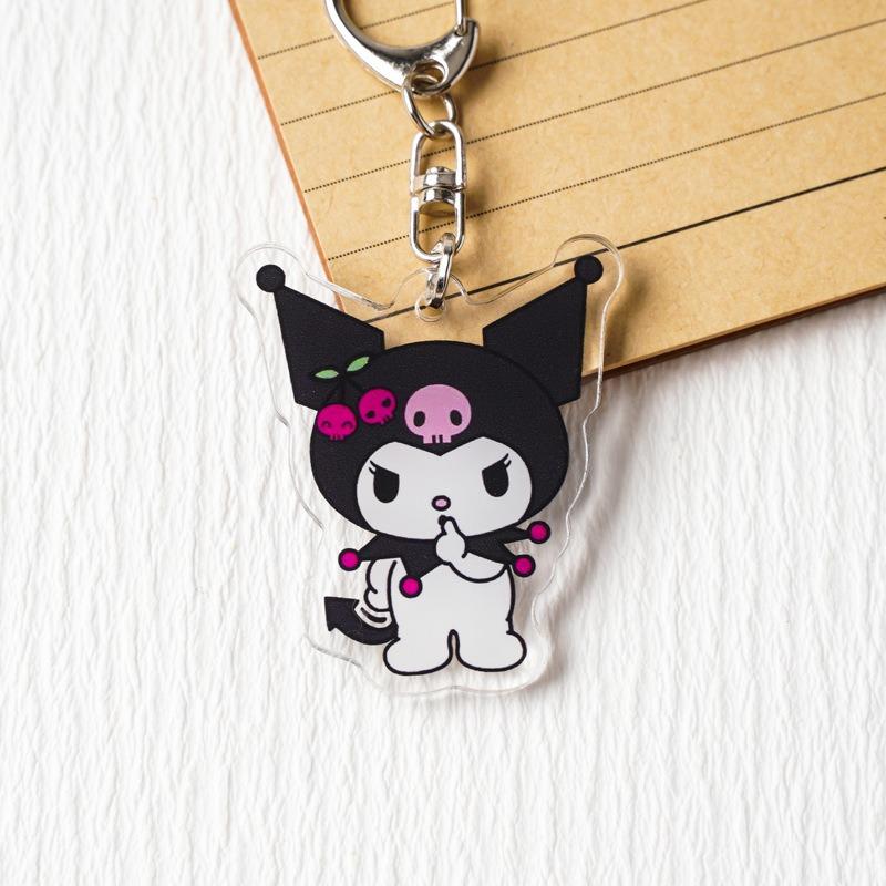 Sanrio Kawaii Kuromis Melodys Gothic Dark Style Keychain Accessories Couple Cartoon Acrylic Pendant Backpack Decoration Kdis Toy