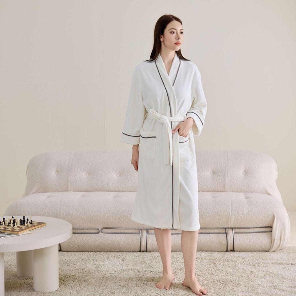 Terry Cloth Long Bathrobe - Unisex Nightgown for Home, Hotel, or B&B