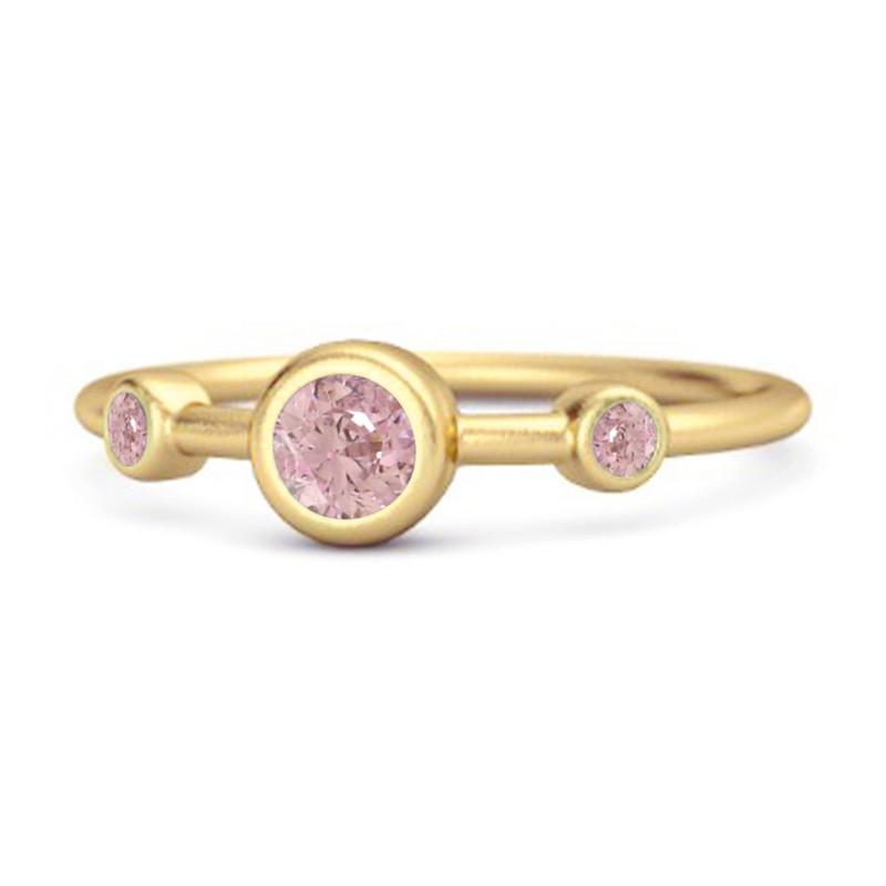 

Pink Topaz Triple Bezel-Set Women Wedding Ring - 925 Sterling Silver Gold Vermeil 12 золотий/жовтий