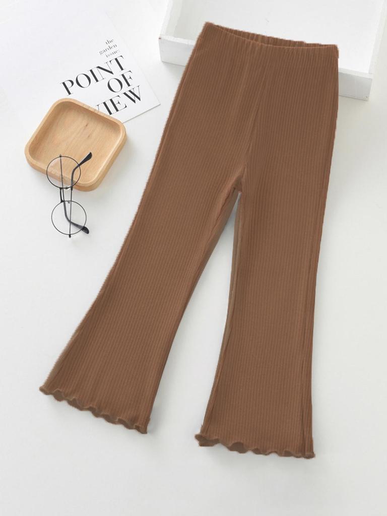 Ribbed Bell Bottom Pants for Infants and Girls - European and American Style, Four-Season Wear