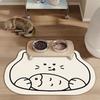 Waterproof PVC Pet Feeding Mat With Cat Eating Fish Print Non-Slip Floor Kitchen Bathroom Easy Clean Modern Minimalist