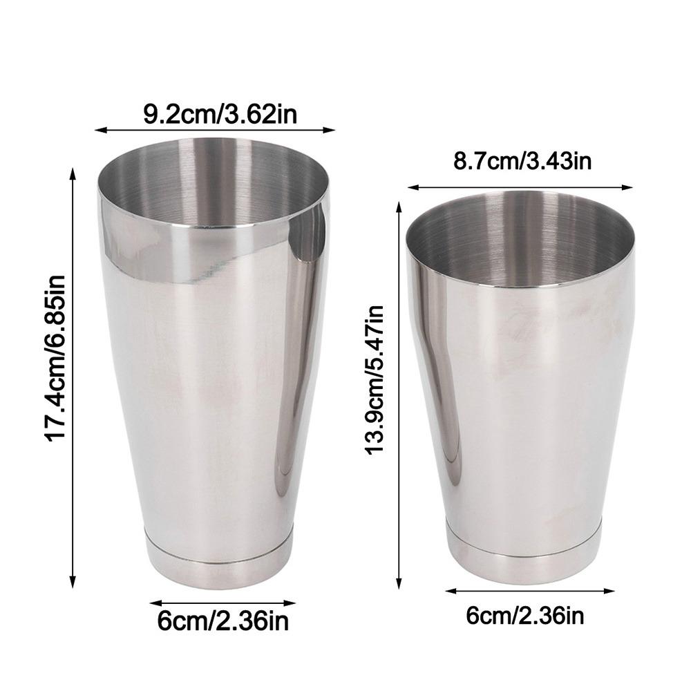2 Piece Set Stainless Steel Martini Shaker Silver Drink Shaker Professional Bar Shaker  Home
