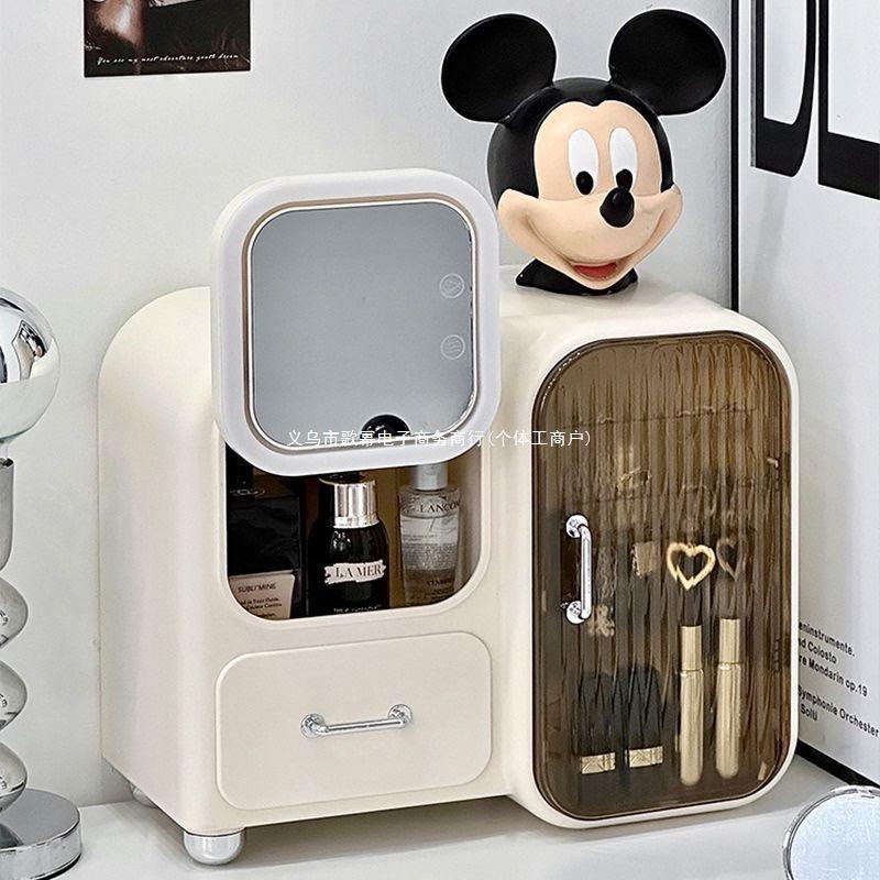 Desktop Cosmetic Storage Box with Mirror and Cabinet