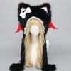 Furry Cartoon Head Cover with Ear for Outdoor Sports Furry Hat Kitten Oversized Headgear Hat for Winter