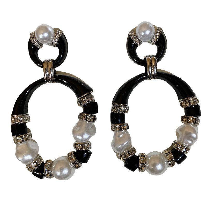 Fashion Exaggerated Black Circle Stylish Unique and Beautiful 2025 Stud Earrings New Arrival Fancy Stylish Earrings Eardrops