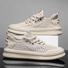 Summer New Breathable Flying Woven Trendy Shoes Hollow Sports Running Shoes Men's Fashion Casual Shoes Summer Comfortable Single Shoes