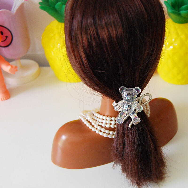 Transparent teddy bear hair band (4) Beige