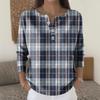 Women's Fashion Long Sleeve Plaid Geometric Print Top Elegant Casual Top