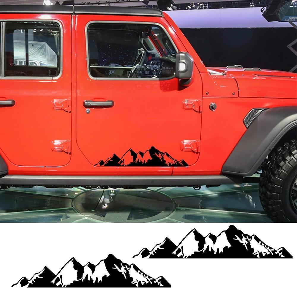 2PCS Car Stickers Mountain Vinyl Decals Accessories For Jeep Renegade Liberty Patriot Wrangler JK JL TJ YJ Trail Hawk Rubicon