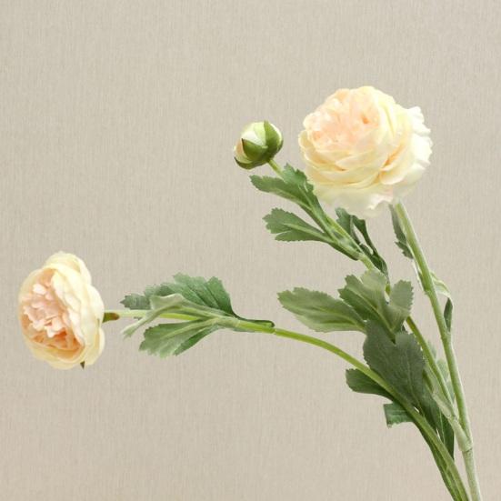 Artificial Ranunculus Flower Fake Silk Persian Buttercup Flower 3 Heads Vintage Faux Ranunculus Arrangement for Home Wedding Table Centerpieces