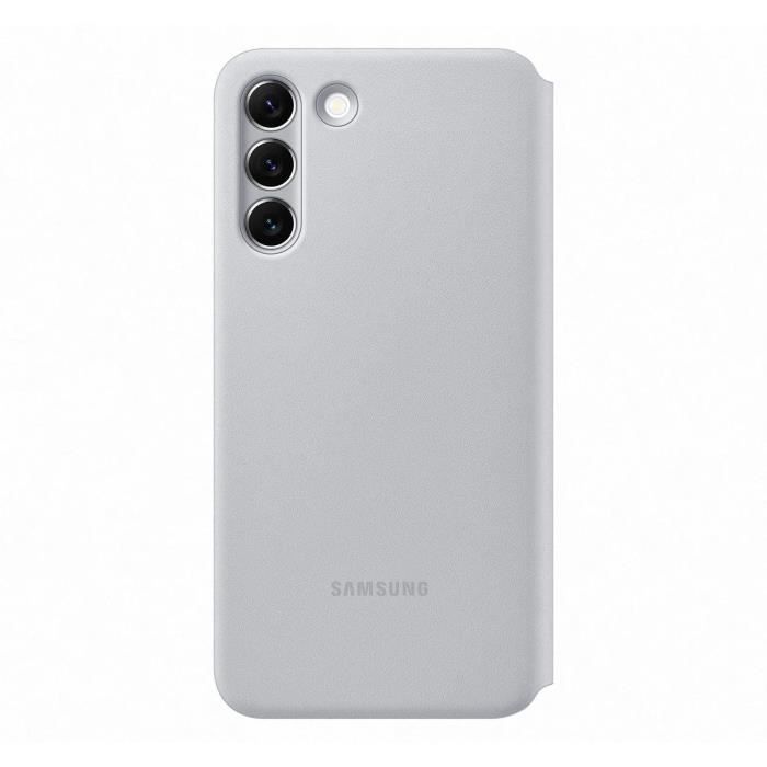 Etui folio smart led view pour samsung galaxy s22+ gris clair