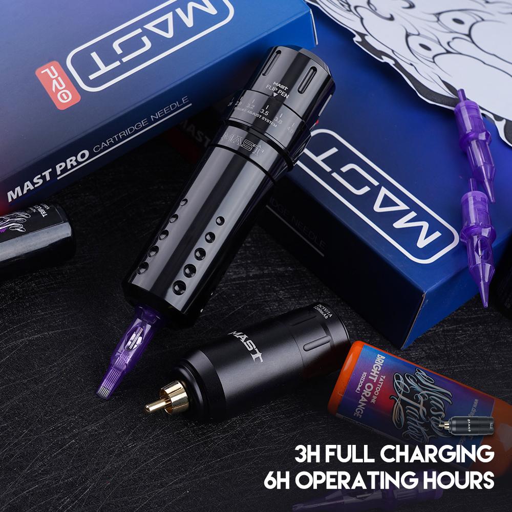 Mast Flip Rotary Tattoo Pen Machine with T1 Wireless Battery Tattoo Supplies