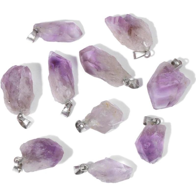 10 Pieces Irregular Natural Raw Stone Pendant for Jewelry Making DIY Necklace Earrings Accessories Reiki Healing Crystal Chakra Gemstone Pendant
