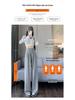 Women's Gray High-Waisted Wide-Leg Sweatpants - Casual Drawstring Fit for Autumn and Winter