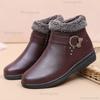 Casual Side Zip Pu Ankle Boots Women 2025 Winter Warm Short Plush Non Slip Mom's Shoes Vintage Soft Faux Fur Wedge Heel Booties