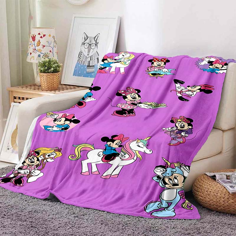 6 Sizes Warm Soft Disney Cute Minnie Cartoon Blanket Fluffy Children and Adults Luxury Gifts for Home Travel Camping Picnic