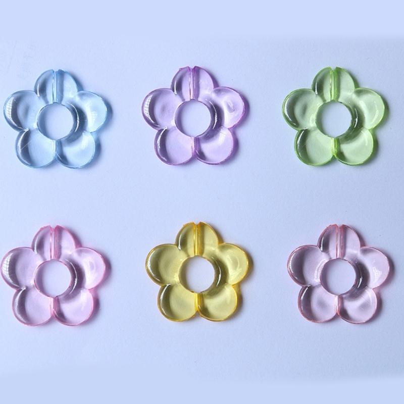 Colored Perforated Beads Hollow Flowers-Shaped Pendant DIY Clothing Accessories Earrings Hairpin Phone Shells Material
