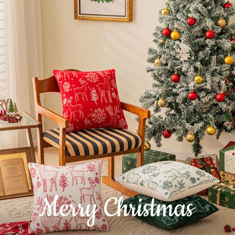 Christmas Tree Christmas Chenille Pillowcase INS Style Cushion Cover Throw Pillowcover  Sofa/Bed