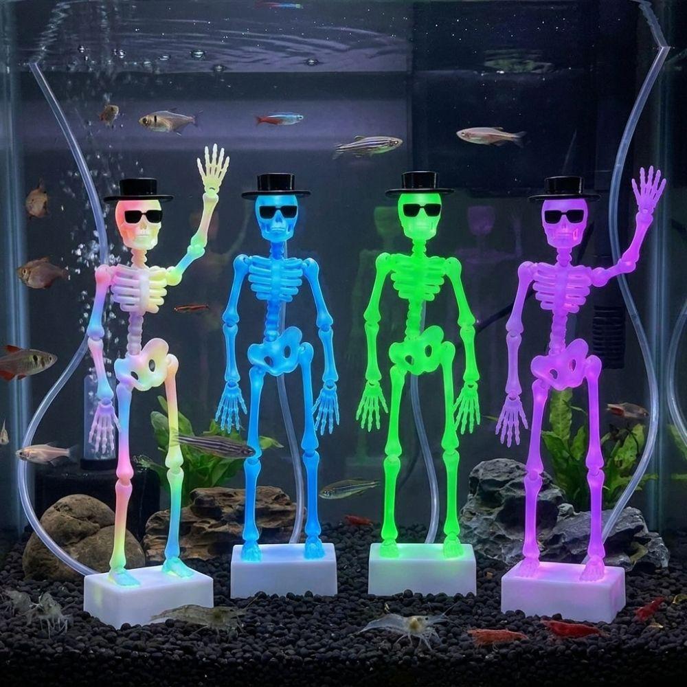 Ornamenti per Acquario Teschio Danzante Stampati in 3D Scheletro Dinamico Aeratore Appassionati di Acquari
