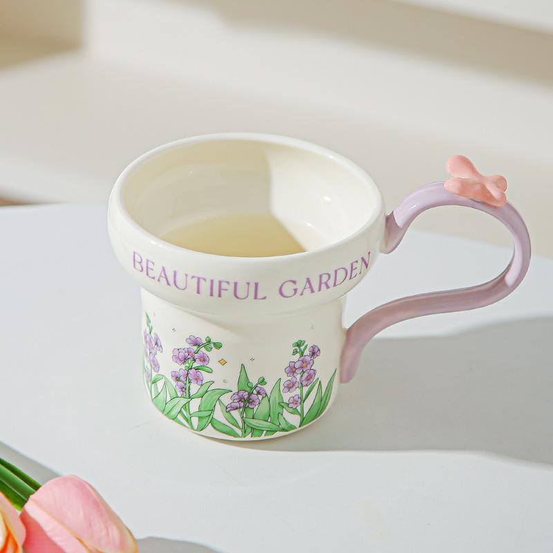 Classical flower ceramic mug household water cup breakfast cup girls coffee cup afternoon teacup girlfriend souvenir