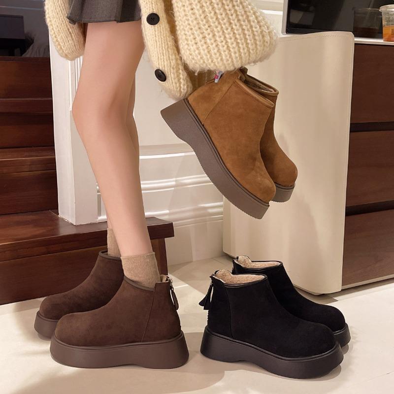 Thick-soled heightening women's Martin boots new autumn and winter velvet warm snow boots short boots two cotton shoes