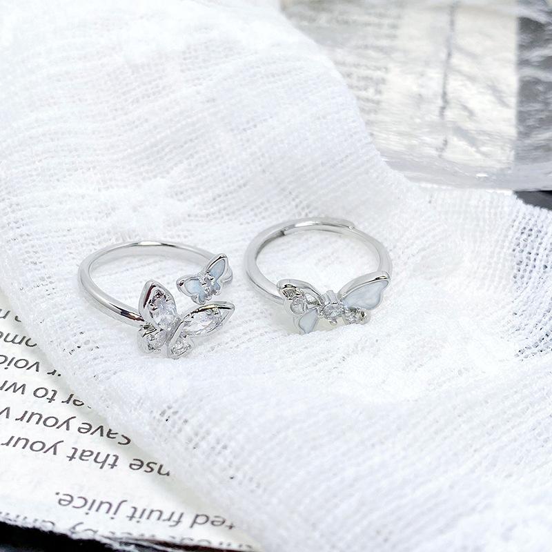 [Schmetterling Schatten Streamer] Schmetterling Emaille Tropföl Zir*****Pening Ring Nische Leichter Luxus High-End Gefühl Stapelring Frau