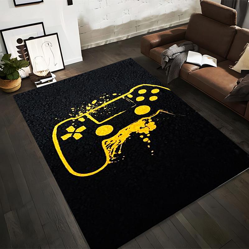 

Gaming Controller Pattern Carpet with Yellow Design on Black Background Suitable for use as an anti-slip for living room bedroom sofas 40x60cm( 15x23in )