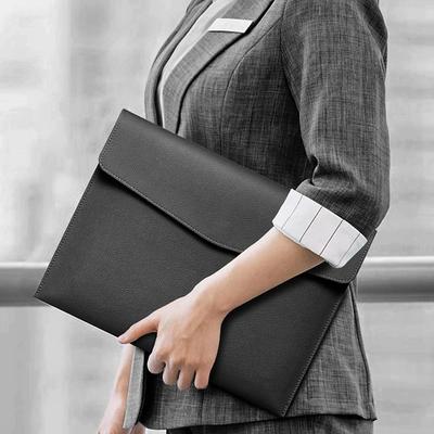 Leather File Bag A4 File Bag, File Bag, Data Button, Business Document Storage Bag, Portable and Large Capacity