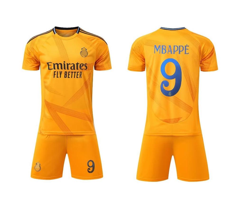 24-25 Royal M Away Orange No. 9 Club Football Jersey Children'S Clothing Adult Set Size 14-3Xl