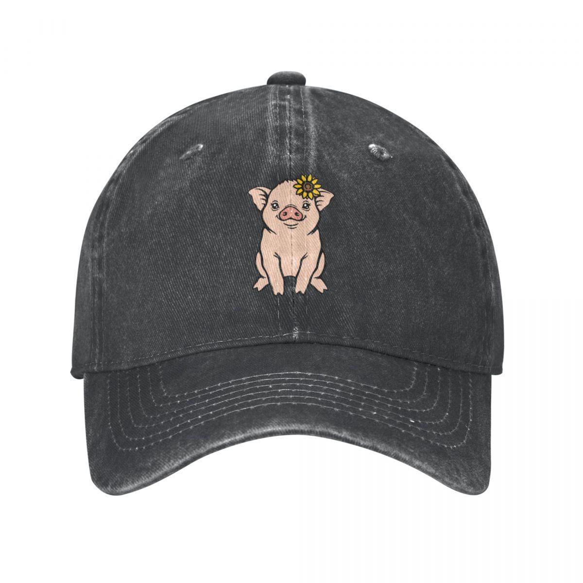 

Pig with Sunflower Baseball Cap Trucker Hat Golf Cap Woman Unisex S
