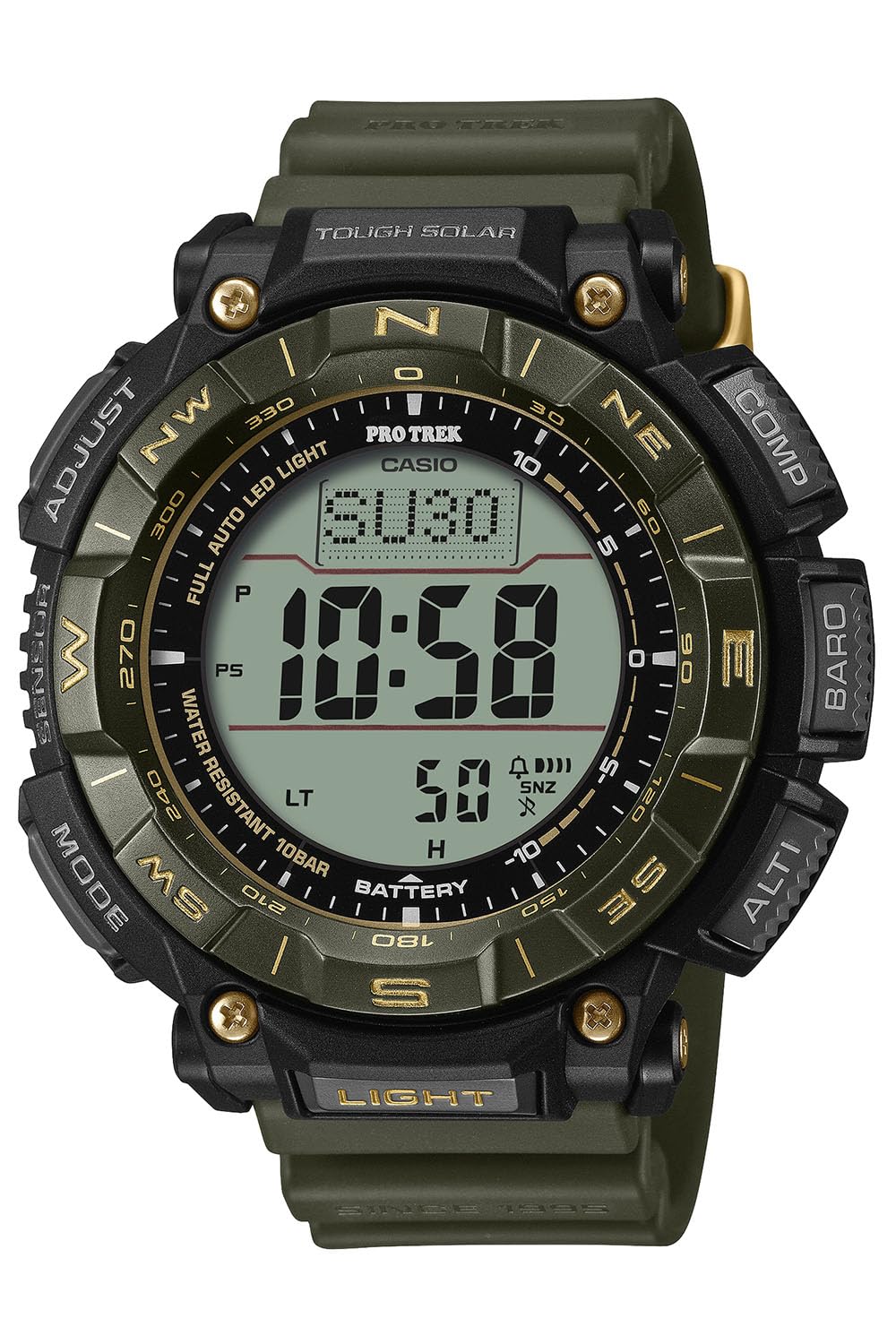 

Casio PRO TREK Часы Tough Solar к 30-летию PRG-340ANS-3JR Мужские Зеленый и Золотой