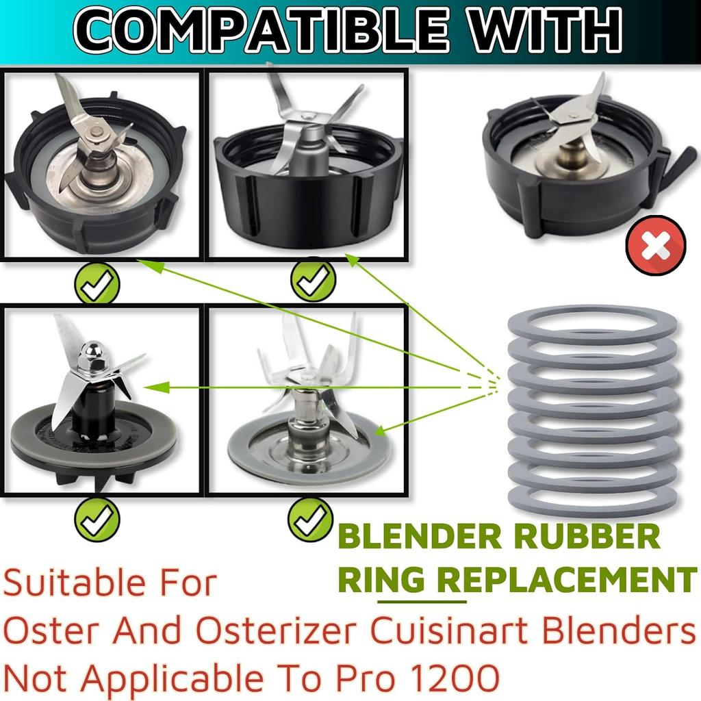 Rubber O-Ring Gasket Seal 8 Pcs for Oster Blender Gasket for Osterizer and Oster Blender Replacement Parts Oster Blender Parts Oster Blender